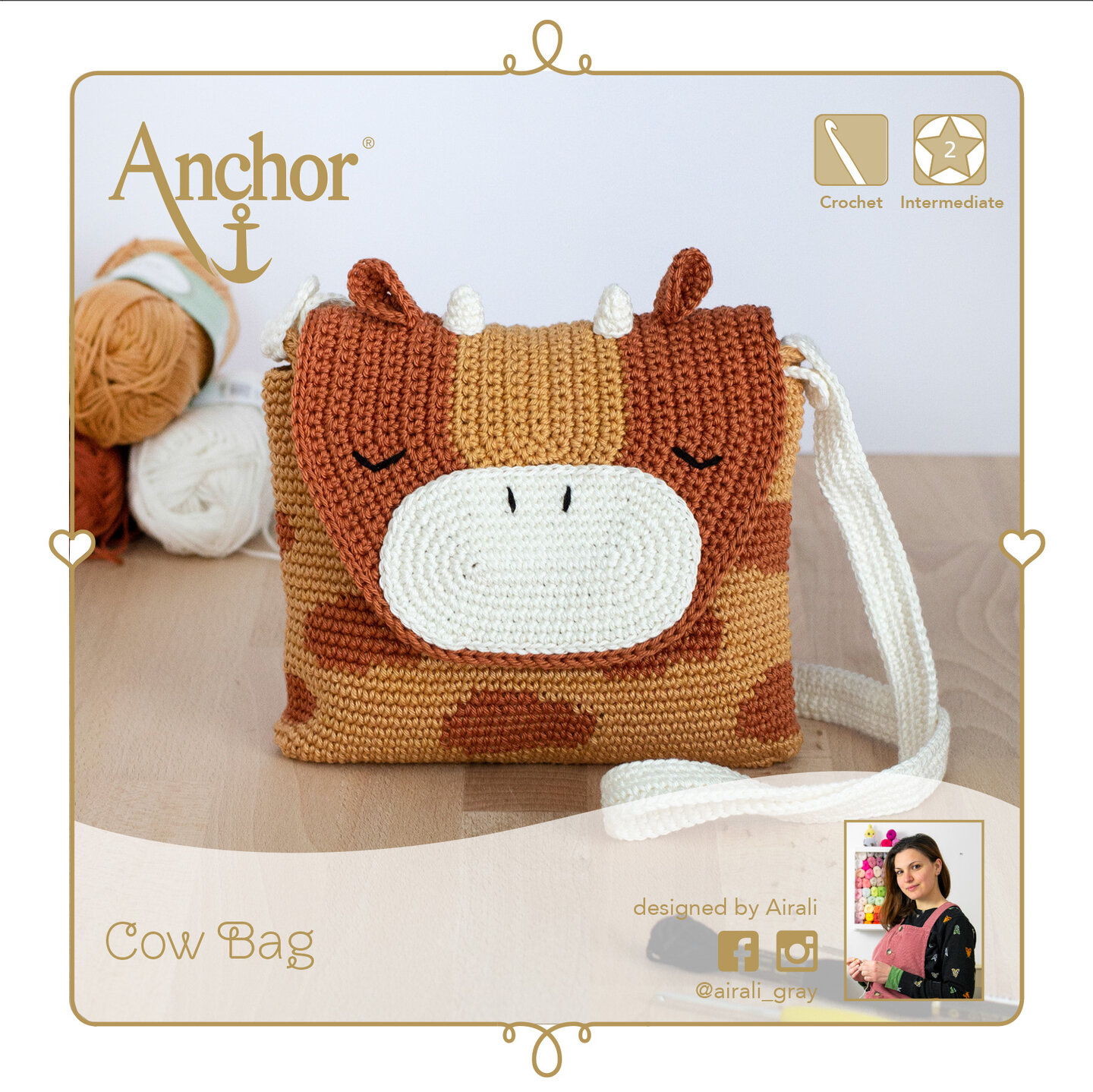 A28C006-09062 Anchor Crochet Kit-Cow bag