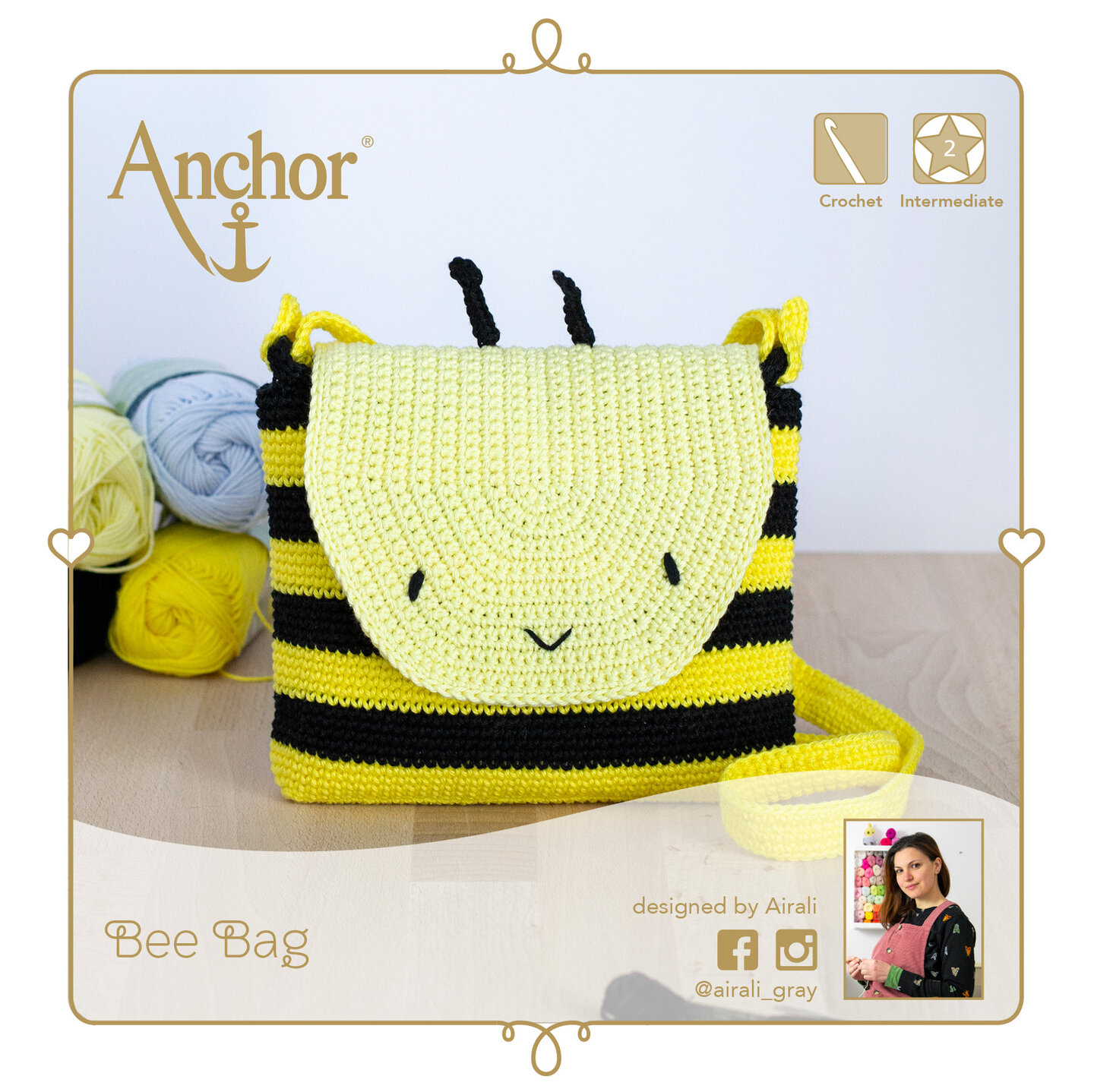 A28C006-09061 Anchor Crochet Kit-Bee bag