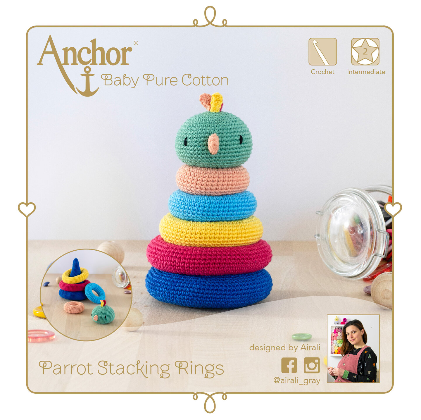 A28B004-09061 Anchor Crochet kit-Parrot stacking toy